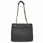 Chanel Shoulder Bag Quilted Lambskin Black Gold