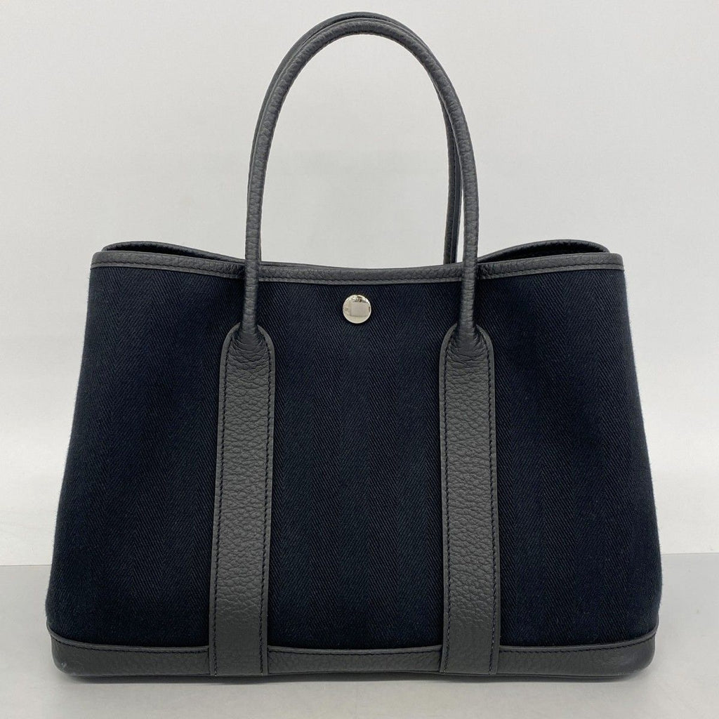 Hermes Tote Garden Party TPM Canvas Black Silver — view 9