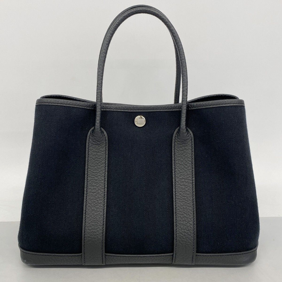 Hermes Tote Garden Party TPM Canvas Black Silver — view 9