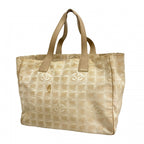 Chanel Tote New Travel Nylon Beige Silver