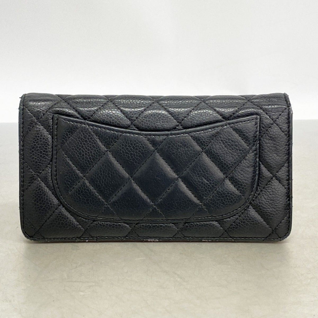 Chanel Wallet Quilted Caviar Leather Black Silver — view 8