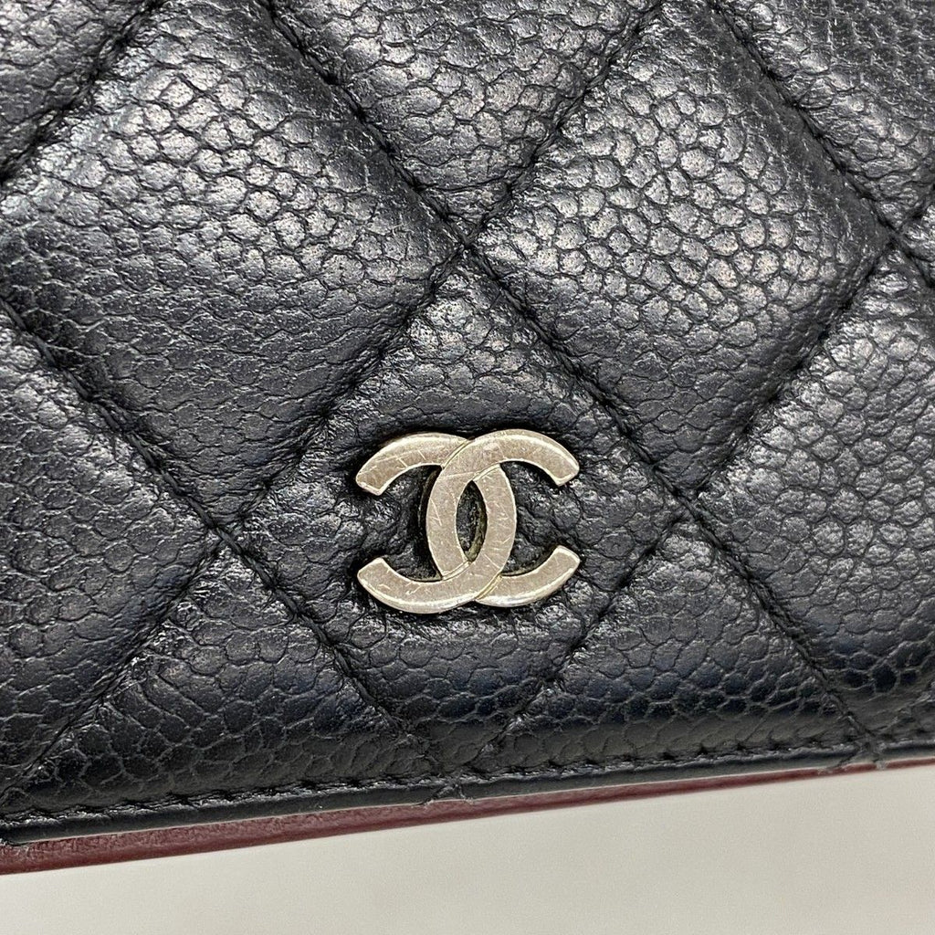 Chanel Wallet Quilted Caviar Leather Black Silver — view 7