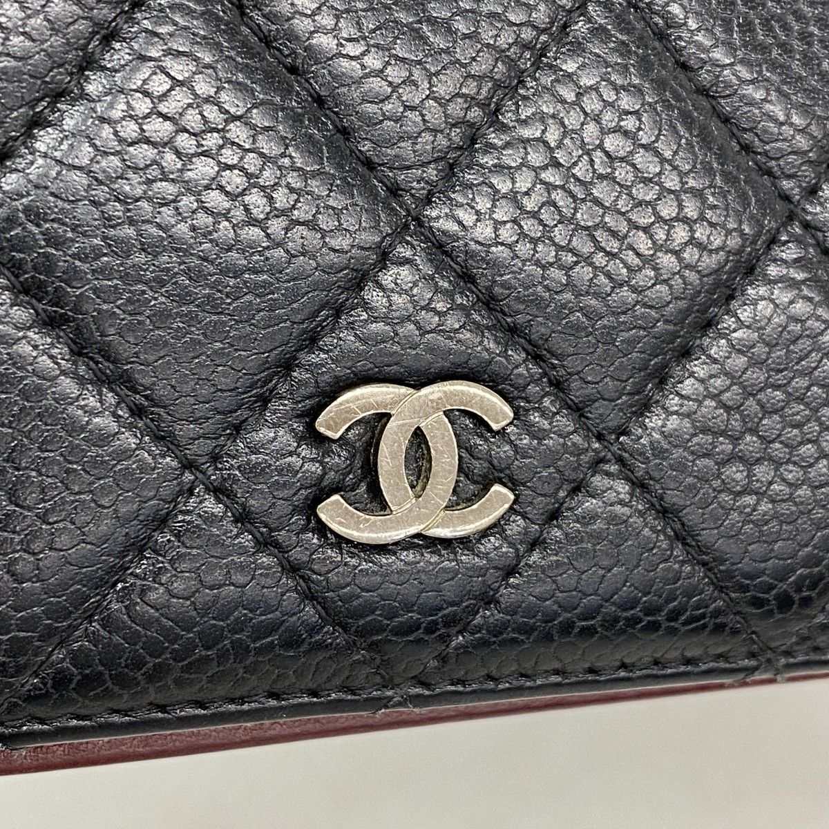 Chanel Wallet Quilted Caviar Leather Black Silver — view 7