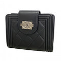 Chanel Wallet Boy Lambskin Black Silver