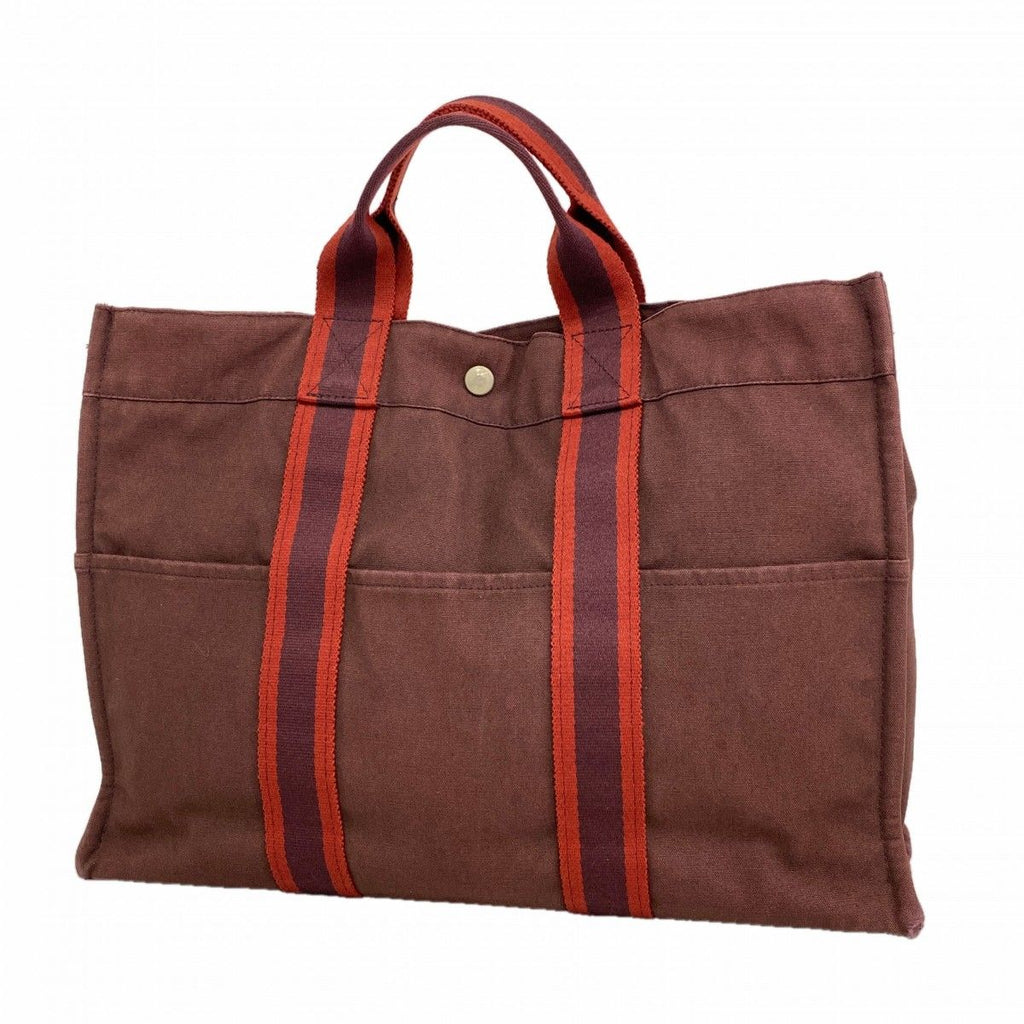 Hermes Tote Fourre Tout MM Canvas Brown Silver