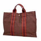 Hermes Tote Fourre Tout MM Canvas Brown Silver