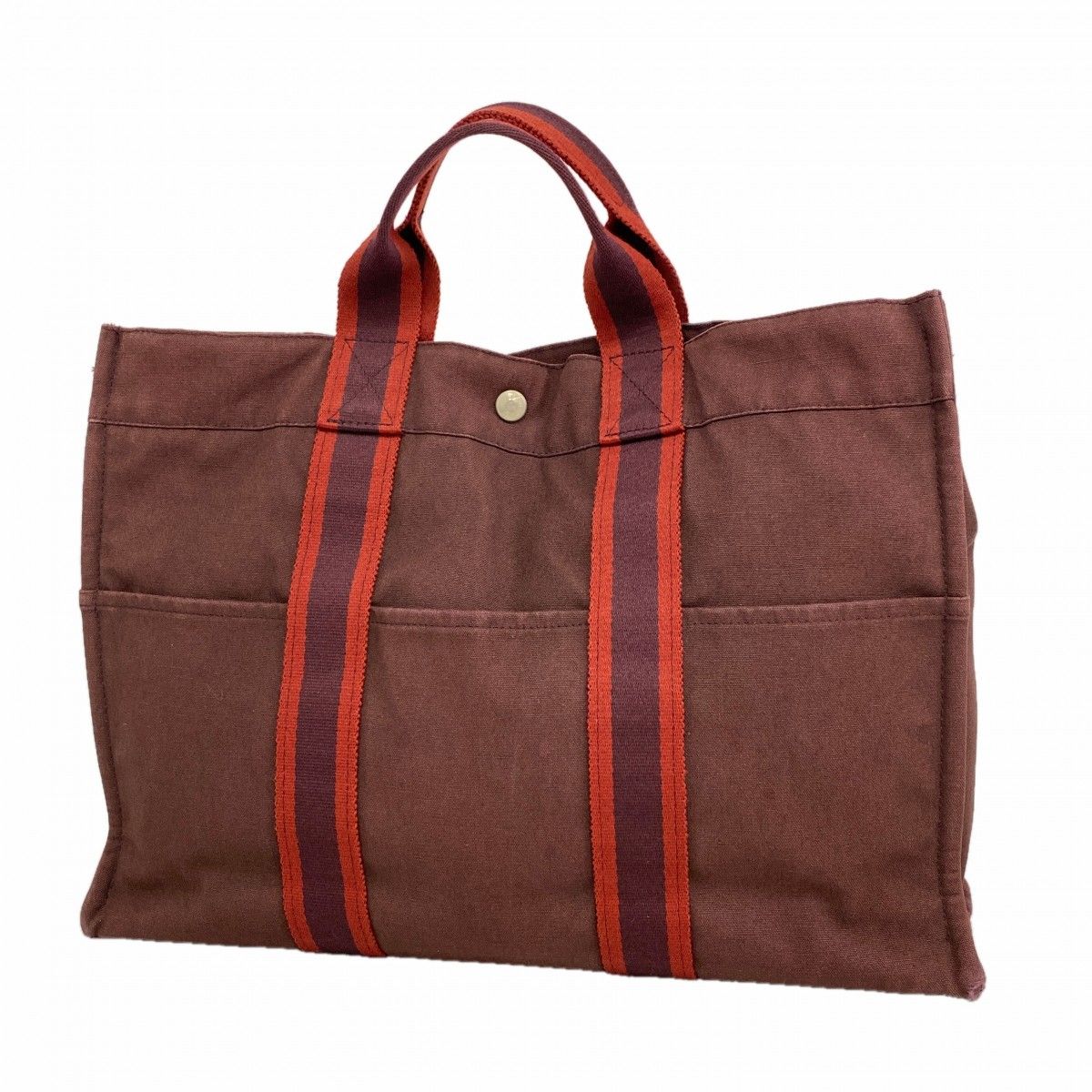 Hermes Tote Fourre Tout MM Canvas Brown Silver