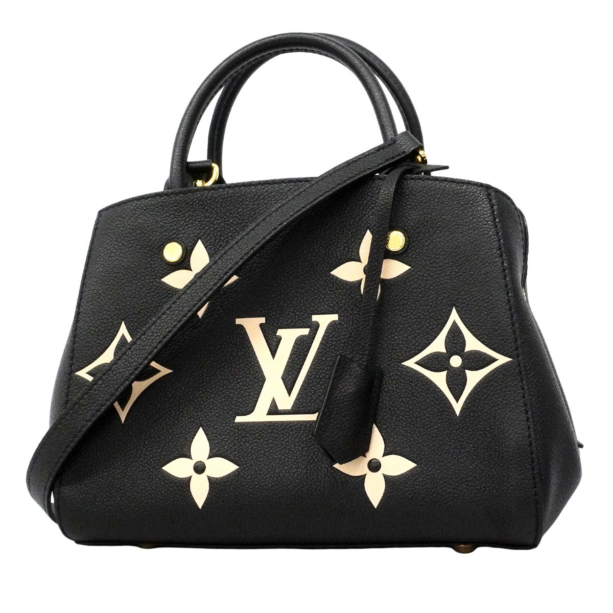Louis Vuitton Handbag Monogram Empreinte Bicolor Montaigne BB Beige Noir 2-Way