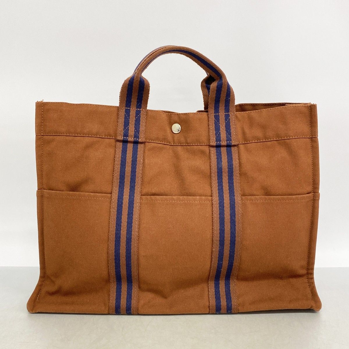 Hermes Tote Fourre Tout MM Canvas Brown Silver — view 9