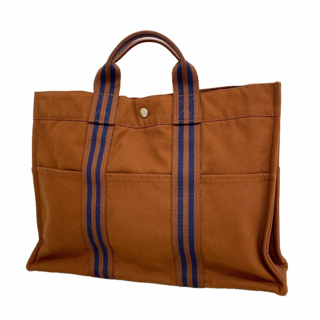 Hermes Tote Fourre Tout MM Canvas Brown Silver