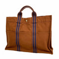 Hermes Tote Fourre Tout MM Canvas Brown Silver