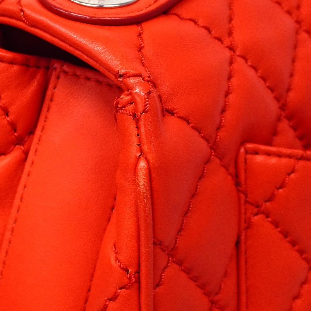 Chanel Handbag Quilted Lambskin Red Silver 2-Way — view 6