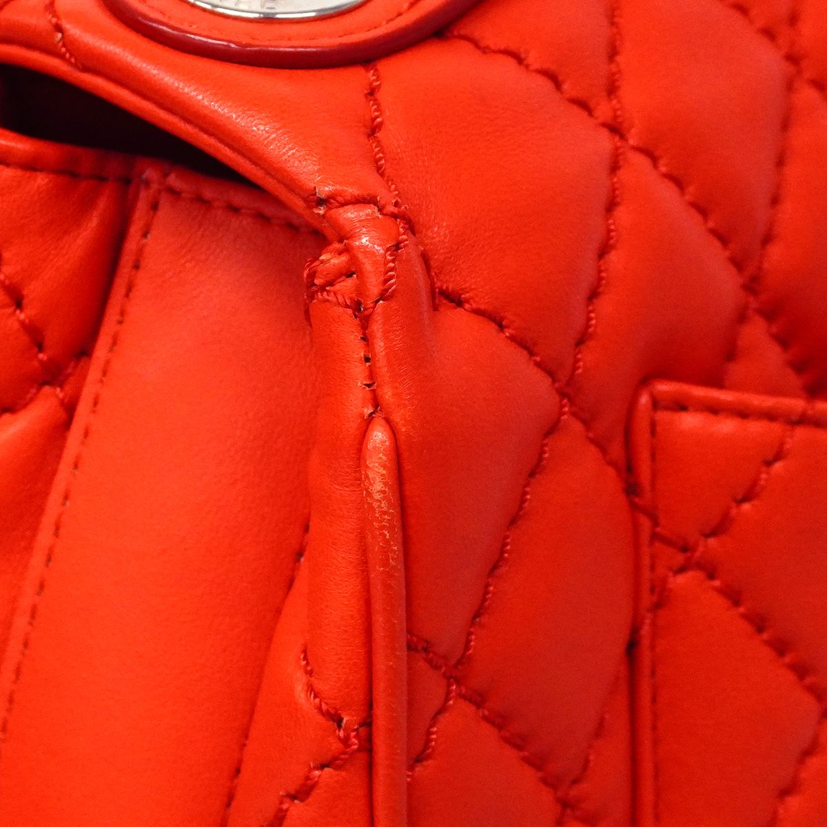 Chanel Handbag Quilted Lambskin Red Silver 2-Way — view 6