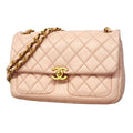 Chanel Shoulder Bag Quilted Lambskin Pink Gold