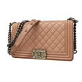 Chanel Shoulder Bag Boy Lambskin Pink Silver