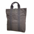 Hermes Tote Her Line Cabas Canvas Gray Silver