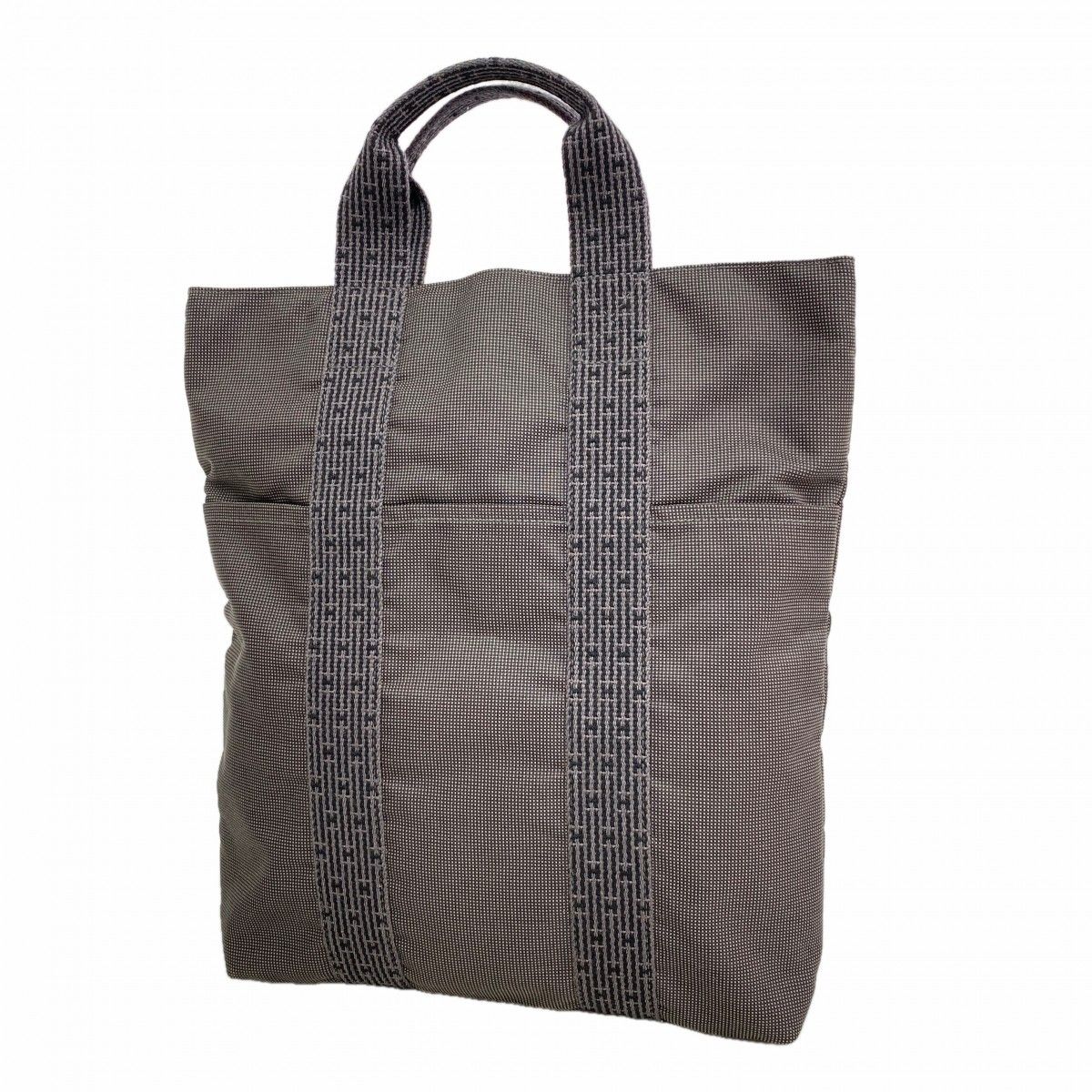 Hermes Tote Her Line Cabas Canvas Gray Silver