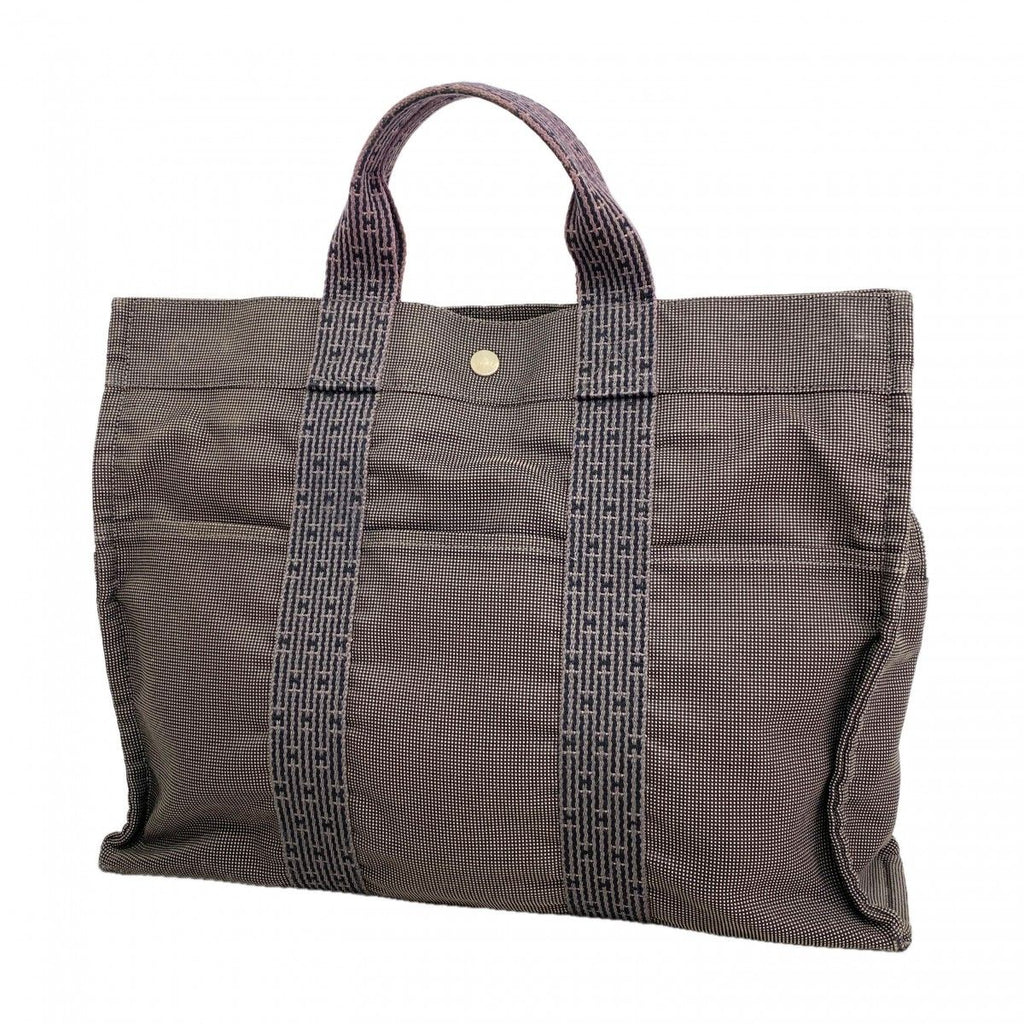 Hermes Tote Her Line MM Canvas Gray Silver