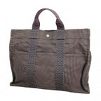 Hermes Tote Her Line MM Canvas Gray Silver