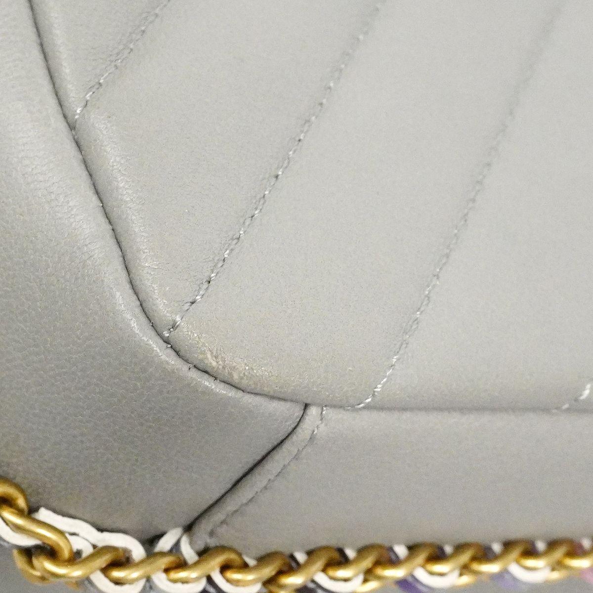 Chanel Shoulder Bag Che Blanc Lambskin Gray Gold — view 6