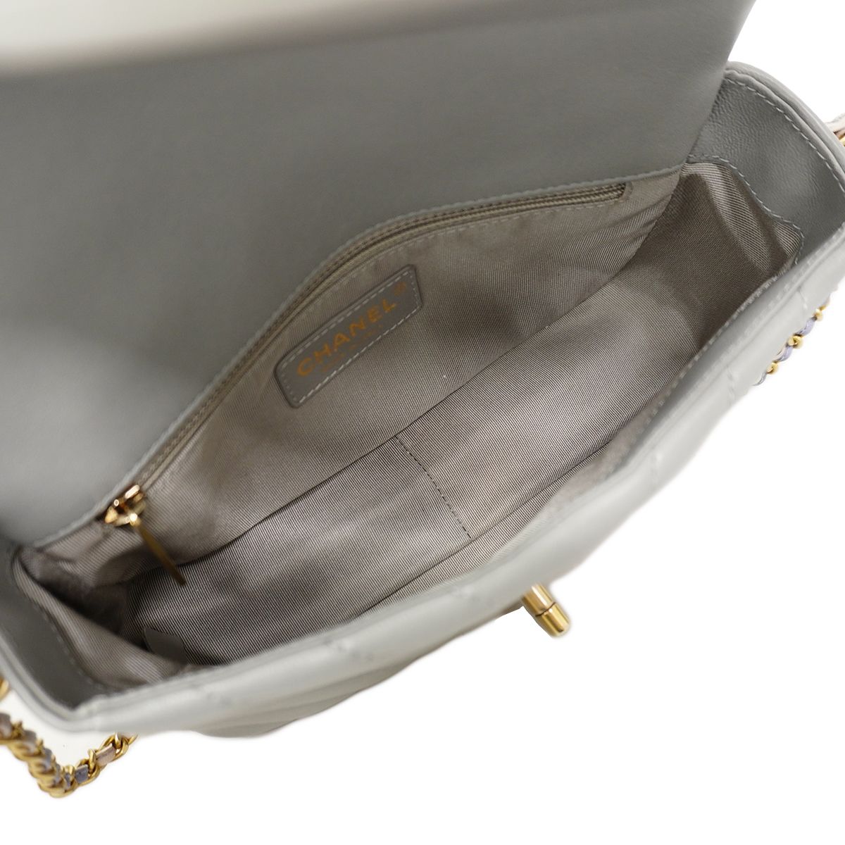 Chanel Shoulder Bag Che Blanc Lambskin Gray Gold — view 4