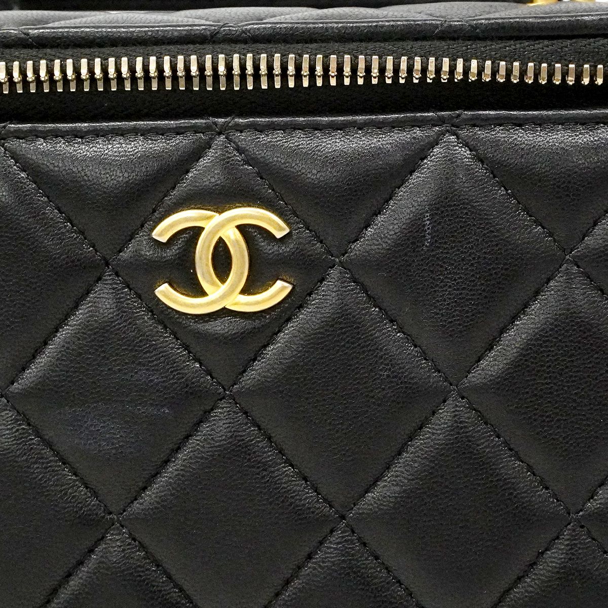 Chanel Vanity Bag Quilted Lambskin Black Gold 2-Way — view 9