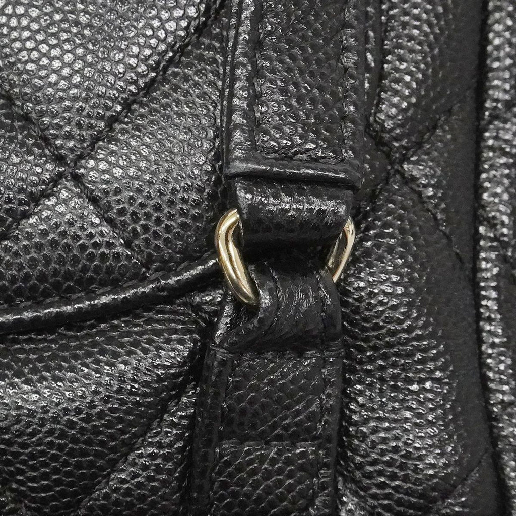 Chanel Backpack Quilted Caviar Leather Black Champagne Gold — view 7