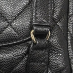 Chanel Backpack Quilted Caviar Leather Black Champagne Gold — view 7