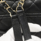 Chanel Backpack Quilted Caviar Leather Black Champagne Gold — view 8