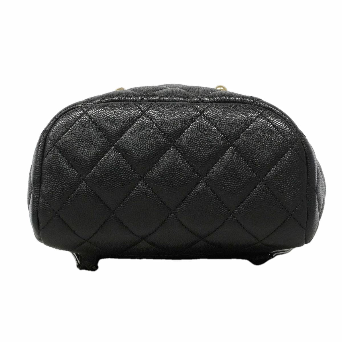 Chanel Backpack Quilted Caviar Leather Black Champagne Gold — view 3