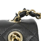Chanel Backpack Quilted Caviar Leather Black Champagne Gold — view 6
