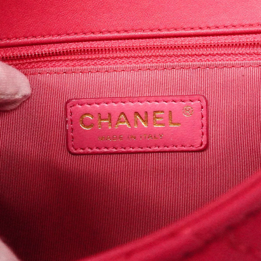 Chanel Shoulder Bag Quilted Lambskin Pink Champagne Gold — view 5