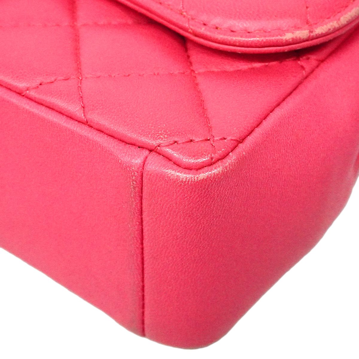 Chanel Shoulder Bag Quilted Lambskin Pink Champagne Gold — view 7