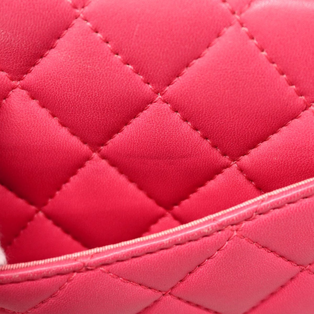 Chanel Shoulder Bag Quilted Lambskin Pink Champagne Gold — view 8