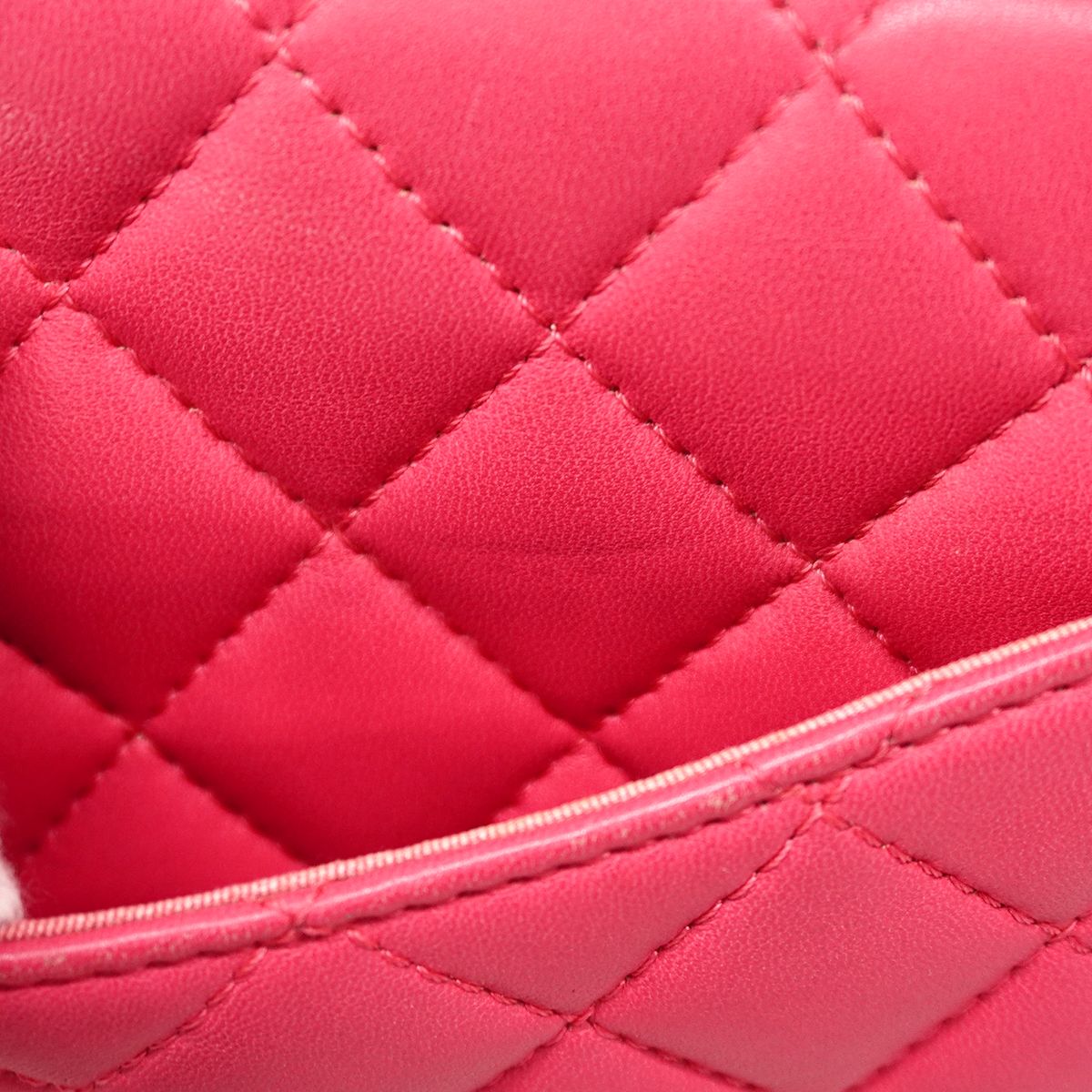 Chanel Shoulder Bag Quilted Lambskin Pink Champagne Gold — view 8