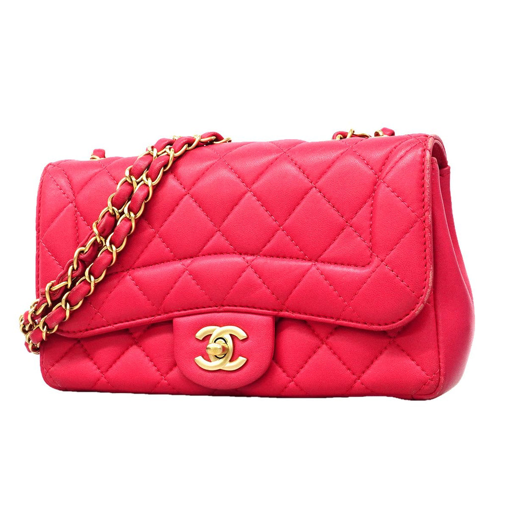 Chanel Shoulder Bag Quilted Lambskin Pink Champagne Gold