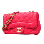 Chanel Shoulder Bag Quilted Lambskin Pink Champagne Gold