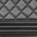 Chanel Shoulder Bag Boy Lambskin Black Champagne Gold — view 8