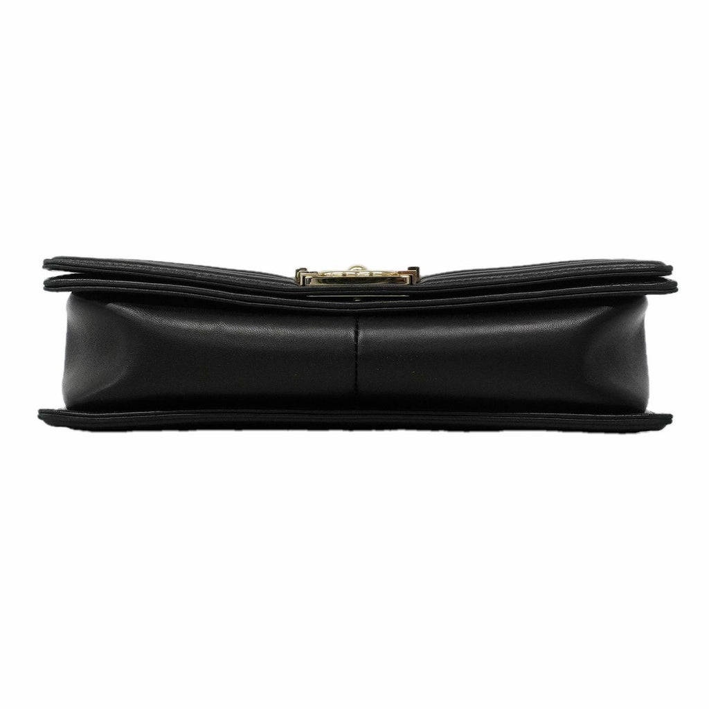 Chanel Shoulder Bag Boy Lambskin Black Champagne Gold — view 3