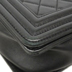 Chanel Shoulder Bag Boy Lambskin Black Champagne Gold — view 6
