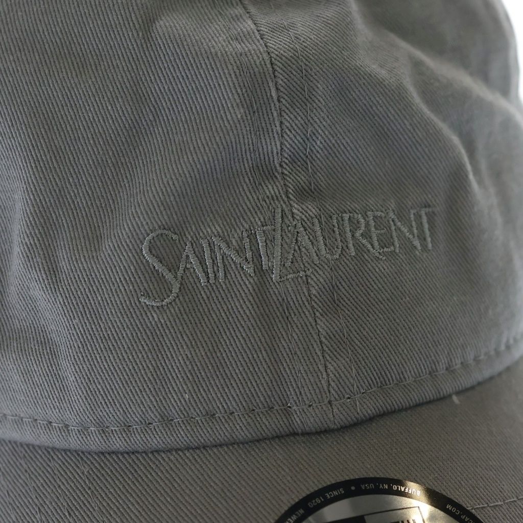 Saint Laurent Paris New Era Logo Baseball Cap Hat Cotton Gray — view 5