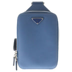 Prada Body Shoulder Bag Light Blue Saffiano 2 Silver