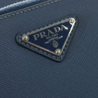 Prada Body Shoulder Bag Light Blue Saffiano 2 Silver — view 6