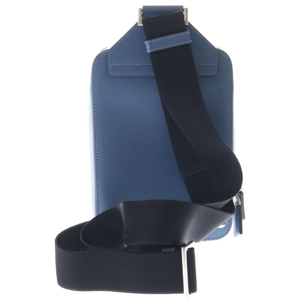 Prada Body Shoulder Bag Light Blue Saffiano 2 Silver — view 2