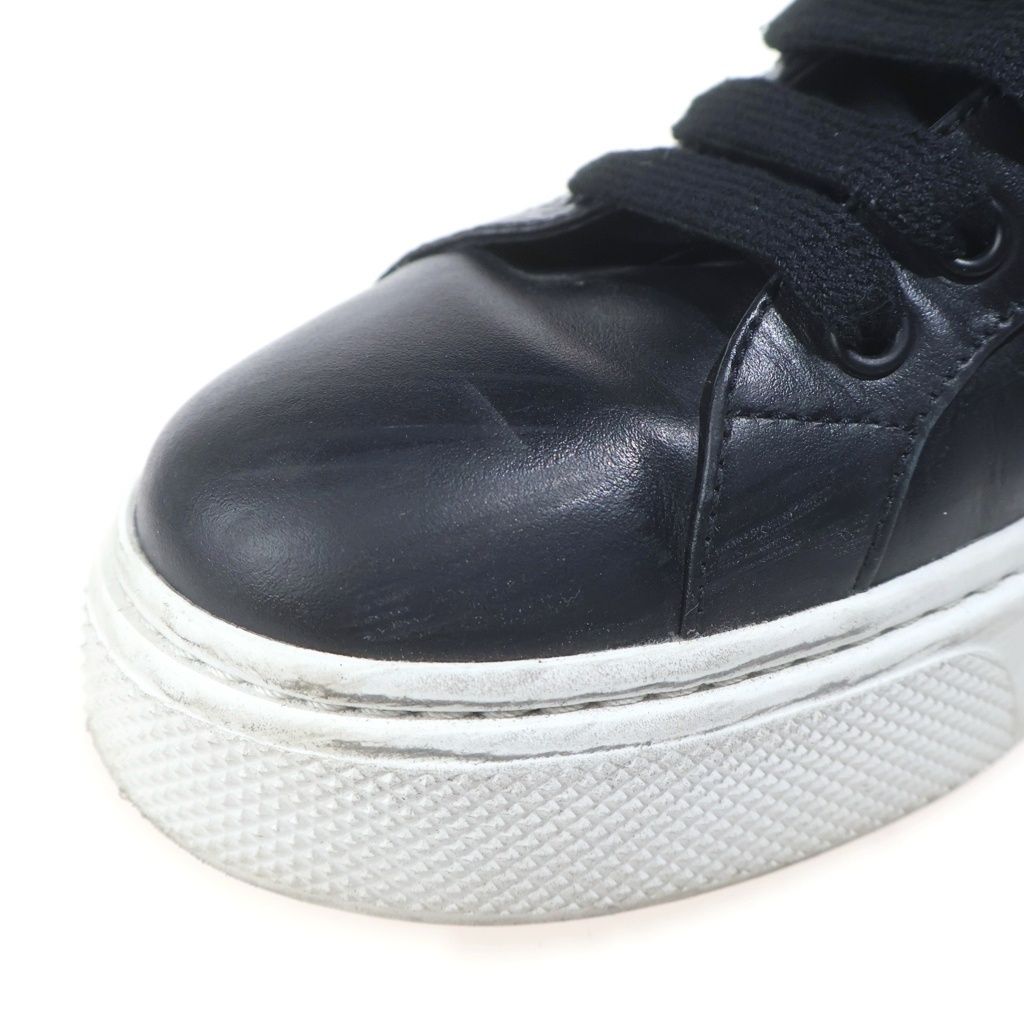 Prada Low Cut Leather Sneakers Black — view 6