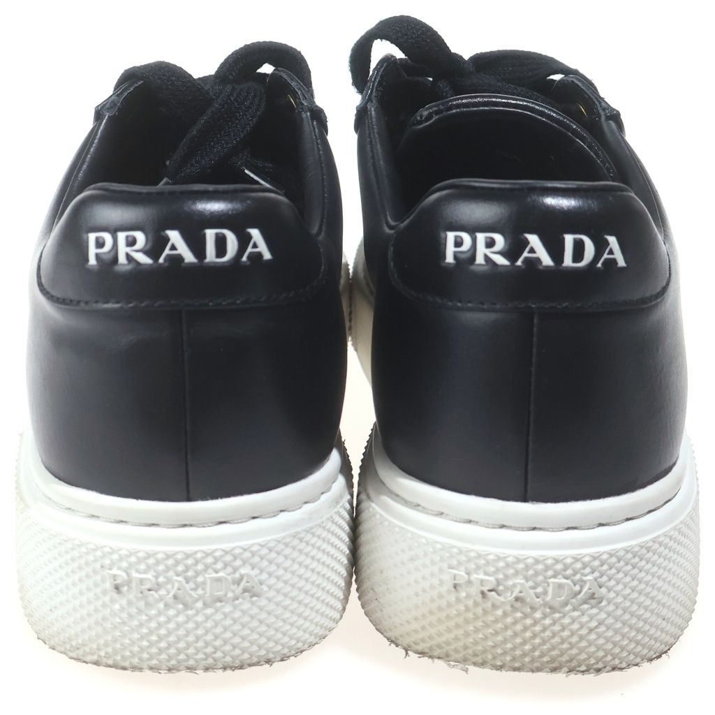 Prada Low Cut Leather Sneakers Black — view 3