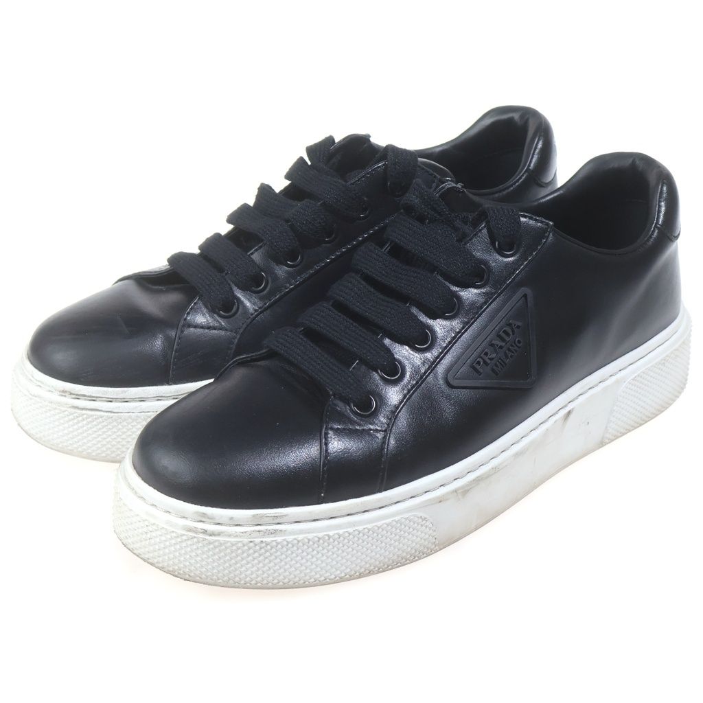 Prada Low Cut Leather Sneakers Black — view 2