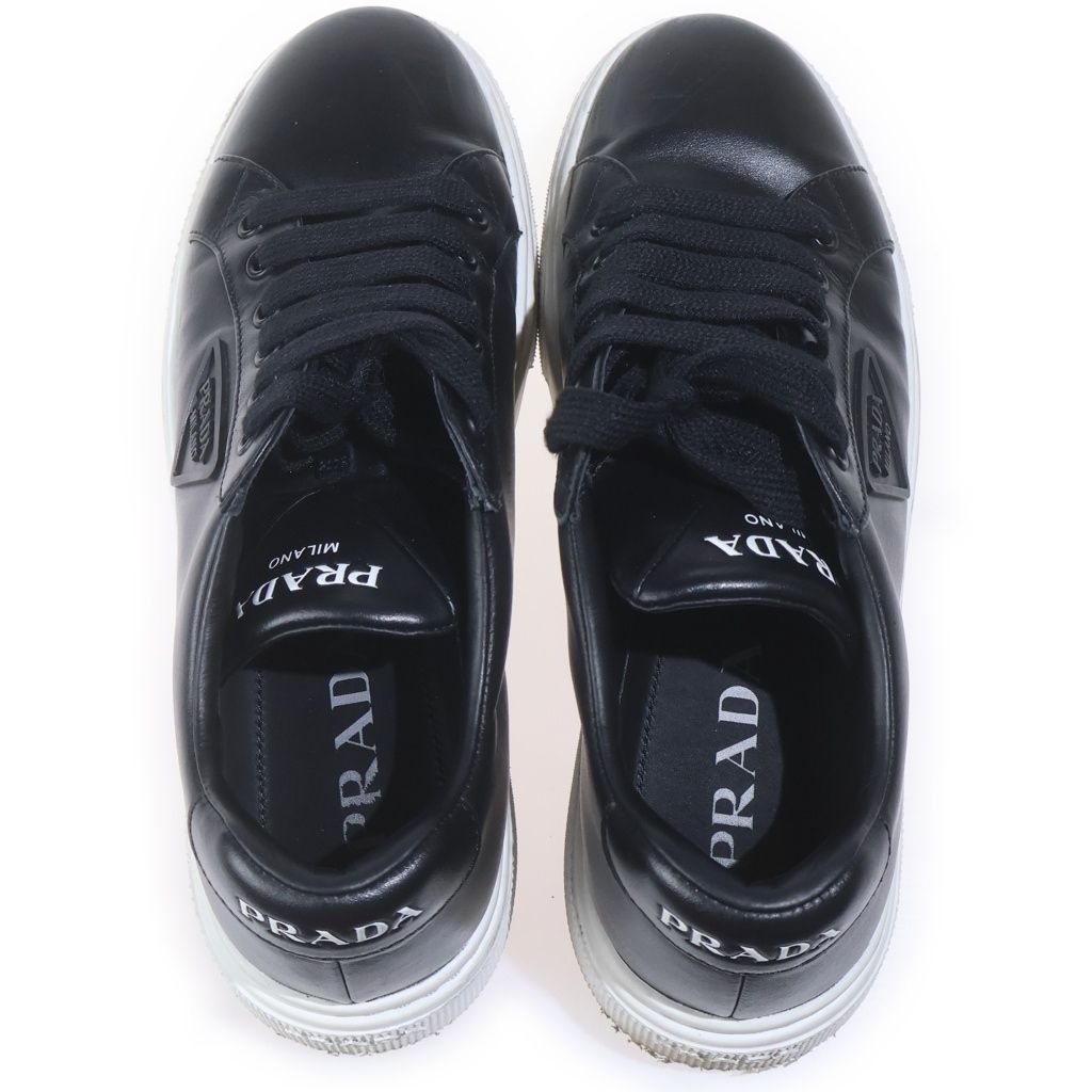 Prada Low Cut Leather Sneakers Black — view 4