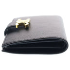 Celine Triomphe Strap Wallet Nino Bifold Coin Case Black Leather Gold — view 3