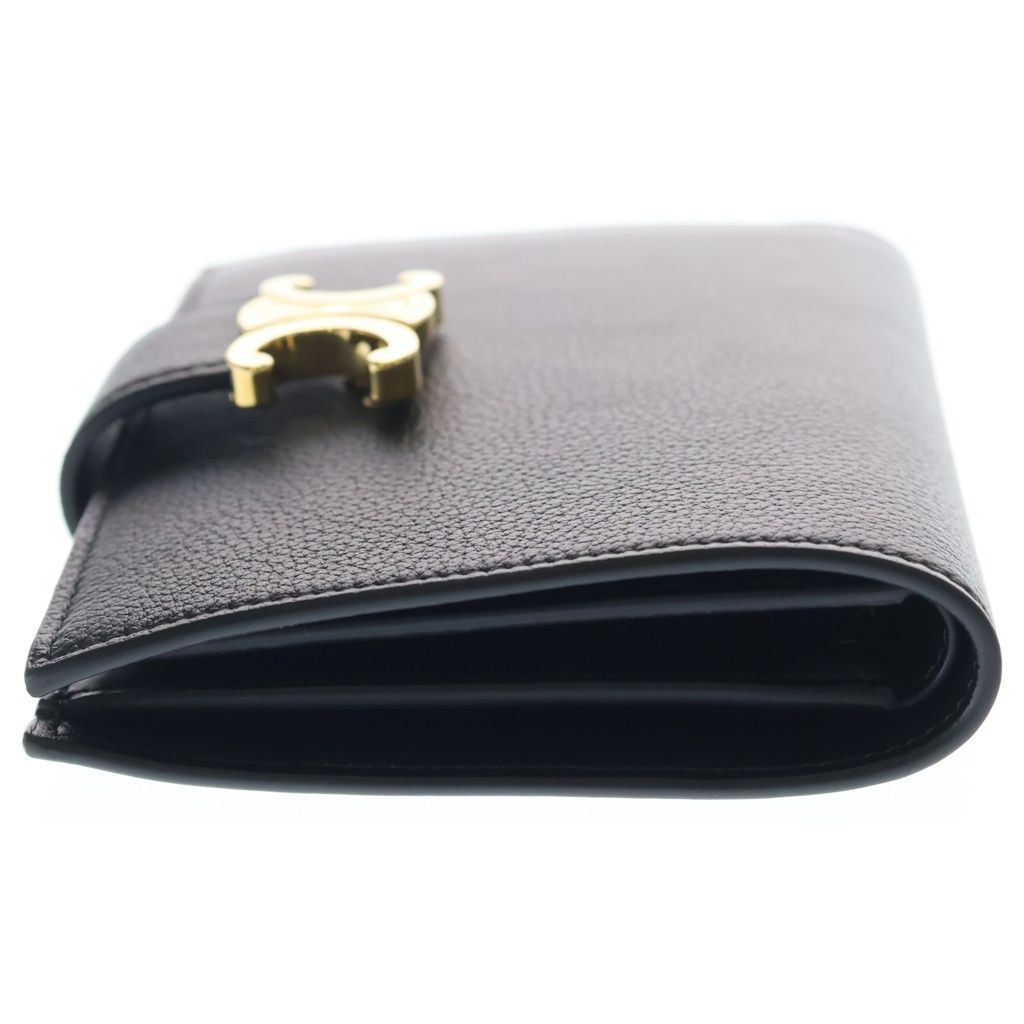 Celine Triomphe Strap Wallet Nino Bifold Coin Case Black Leather Gold — view 3